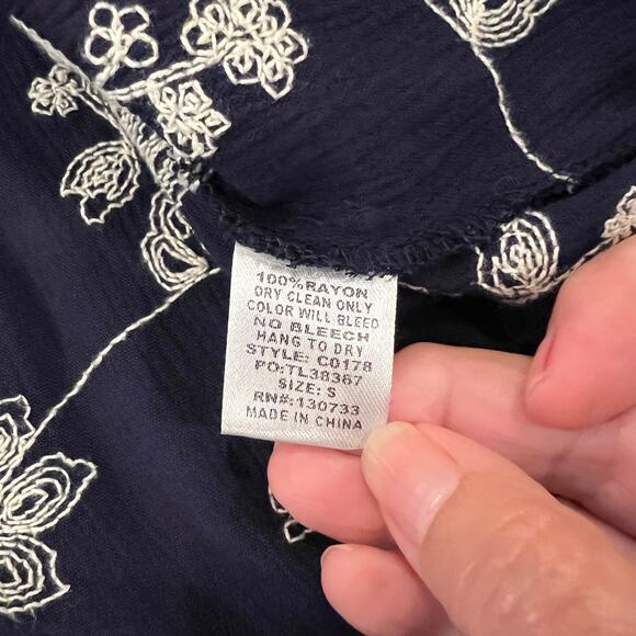 Altar'd State Navy W/Ivory Embroidered Boho Festival Dress - SIZE S - Picture 4 of 8